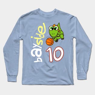 Bayside Dinosaurs Wavy Retro Basketball Jersey #10 Long Sleeve T-Shirt